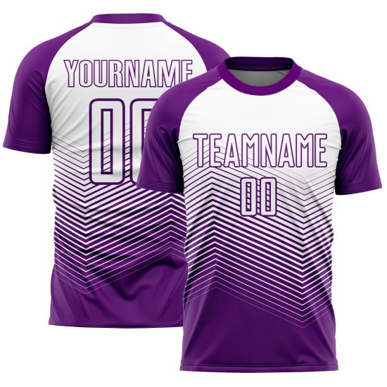 Jersey Uniform Abstrakte Dreiecke Fußball Geometrisch Lila Custom Sublimation Weiß