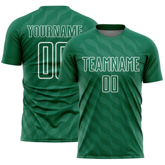 Kelly White Uniform Fußball Wellen Grün Sublimation Jersey Benutzerdefinierte Form