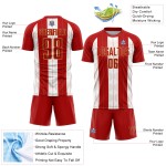 Custom Line Fußball Gold-Weiß Rot Sublimation Alte Trikotuniform Custom Line Fußball Gold-Weiß Rot Sublimation Alte Trikotuniform