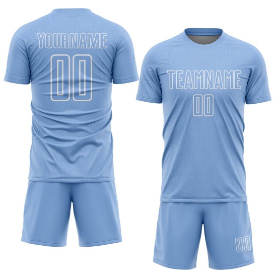 Form Uniform Blau Fußball Sublimation Custom Jersey Licht Geometrisch Weiß