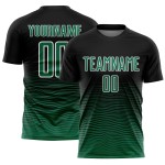 Kelly Schwarz Grün-Weiß Sublimation Linie Jersey Custom Uniform Fußball Gradienten