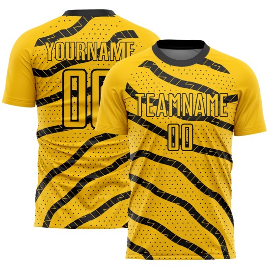 Uniform und Linien schwarz gelb Fußball Jersey benutzerdefinierte Punkte Sublimation