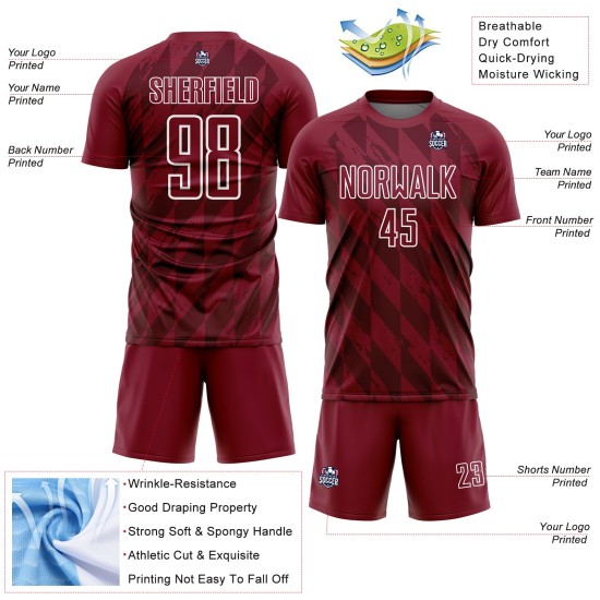 Formen Sublimation Geometrische Weiß Jersey Uniform Crimson Custom Fußball Formen Sublimation Geometrische Weiß Jersey Uniform Crimson Custom Fußball