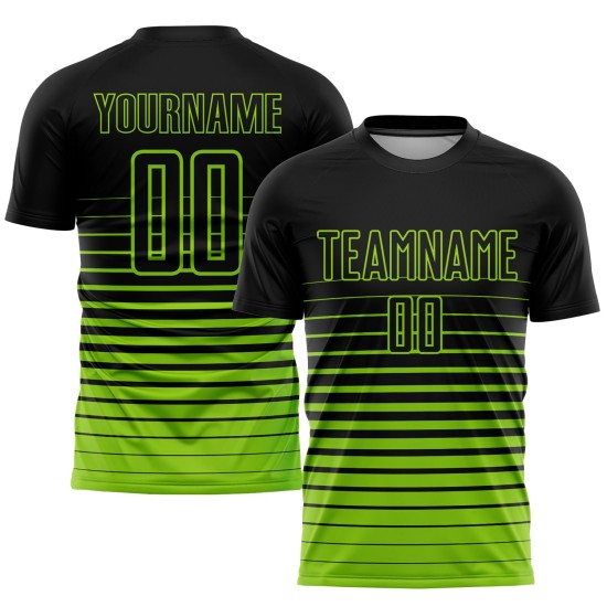 Fußball Sublimation Custom Grün Schwarz Neon Uniform Verblassen Jersey Nadelstreifen Mode Fußball Sublimation Custom Grün Schwarz Neon Uniform Verblassen Jersey Nadelstreifen Mode
