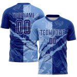 Fußball-Graffiti-Muster-Trikot Scratch Royal-Light Uniform Blau Custom Sublimation