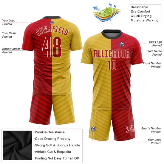 Gold Fußballuniform Rot-Weiß Trikot Sublimation Custom