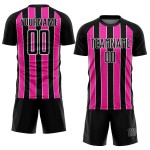 Jersey Custom Uniform Schwarz Fußball Linie Pink-Weiß Sublimation