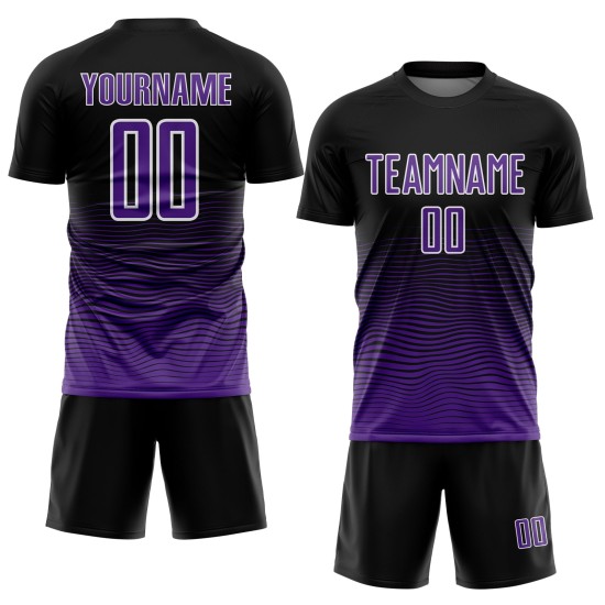 Sublimation Jersey Uniform Lila-Weiß Linie Schwarz Custom Gradienten Fußball