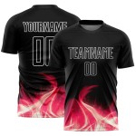 Fußballtrikot Sublimation Weiß Schwarz Flamme Uniform Custom Fußballtrikot Sublimation Weiß Schwarz Flamme Uniform Custom