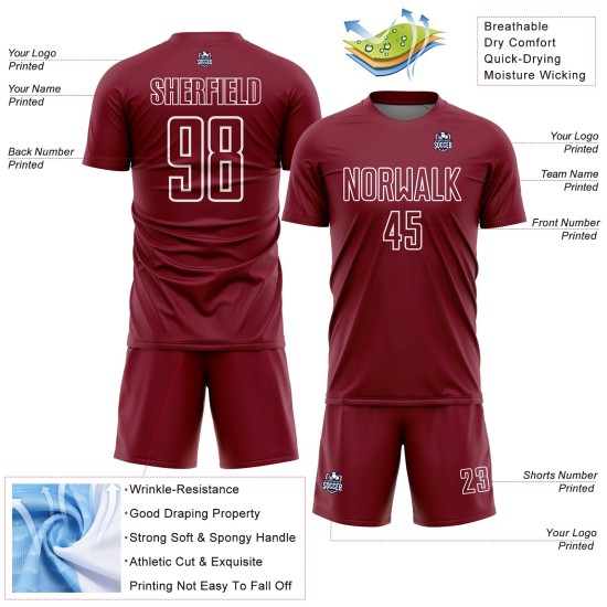 Form Weiß Jersey Fußball Crimson Benutzerdefinierte Geometrische Uniform