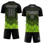 Trikot Soccer Line Schwarz Custom Uniform Sublimation Neon Grün-Weiß