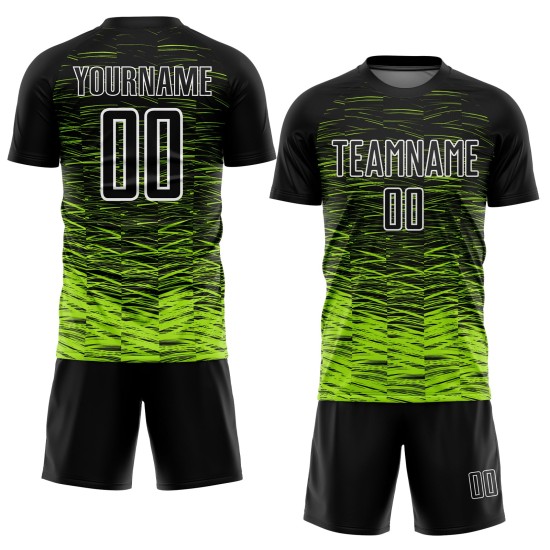 Trikot Soccer Line Schwarz Custom Uniform Sublimation Neon Grün-Weiß