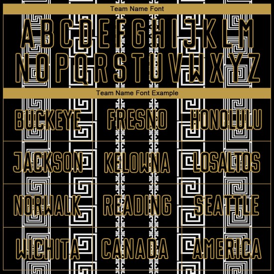 Form Alte Geometrische Custom Gold-Weiß Fußball Jersey Uniform Schwarz Sublimation Form Alte Geometrische Custom Gold-Weiß Fußball Jersey Uniform Schwarz Sublimation