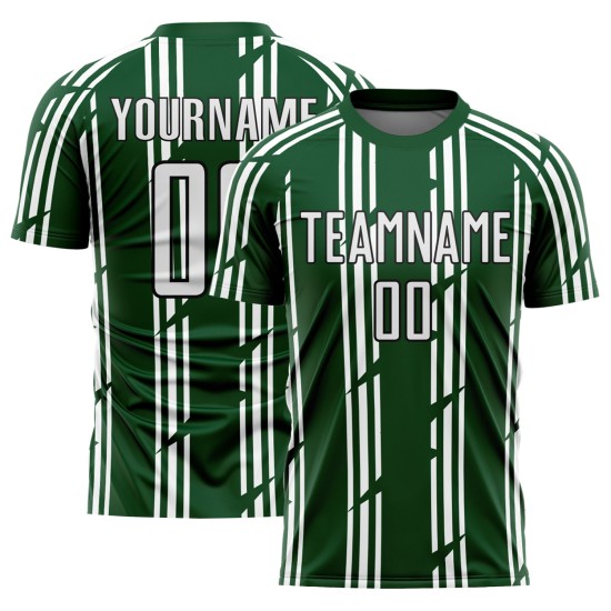 Fußball Sublimation Trikot Nadelstreifen Weiß-Schwarz Uniform Grün Custom Fußball Sublimation Trikot Nadelstreifen Weiß-Schwarz Uniform Grün Custom