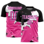 Benutzerdefinierte Rosa-Licht Jersey Blau Fußball Sublimation Spalsh Uniform Schwarz