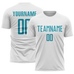 Weiß Custom Teal Sublimation Jersey Uniform Fußball Weiß Custom Teal Sublimation Jersey Uniform Fußball