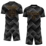 Schwarz-Old Sublimation Schwarz Fußball Gold Custom Uniform Jersey