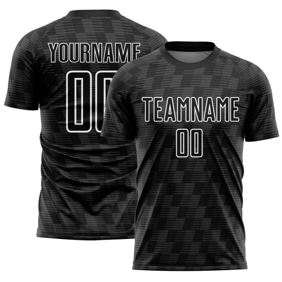 Line Schwarz Sublimation Weiß Fußball Custom Jersey Uniform