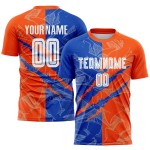 Graffiti Custom Jersey Muster Blau-Orange Thunder Sublimation Scratch Fußballuniform