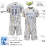 Weiß-Royal Jersey Nadelstreifen Uniform Custom Fußball Grau Sublimation Weiß-Royal Jersey Nadelstreifen Uniform Custom Fußball Grau Sublimation