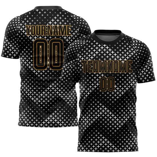 Schwarz-Old Sublimation Schwarz Fußball Gold Custom Uniform Jersey