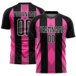 Line Uniform Schwarz Custom Pink-Weiß Trikot Fußball Sublimation Line Uniform Schwarz Custom Pink-Weiß Trikot Fußball Sublimation