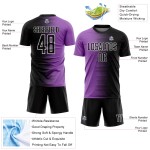 Lila-Weiß Gradient Sublimation Custom Schwarz Medium Jersey Fußball Linie Uniform
