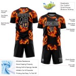 Schwarz Sublimation Custom Flame Bird Trikot Uniform Fußball Rot-Gold