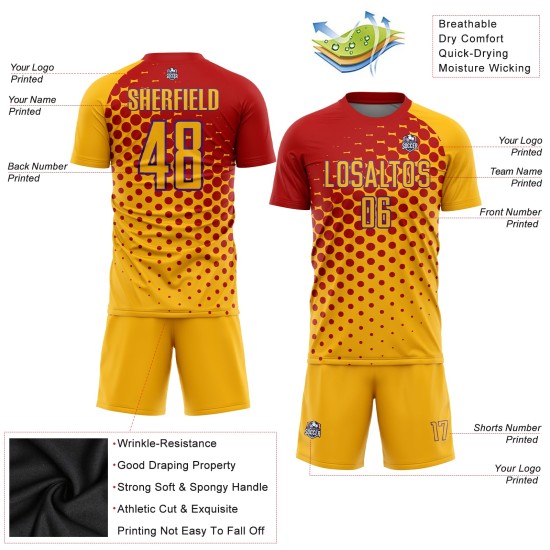 Fußball Rot-Lila Gold Trikot Custom Uniform Sublimation