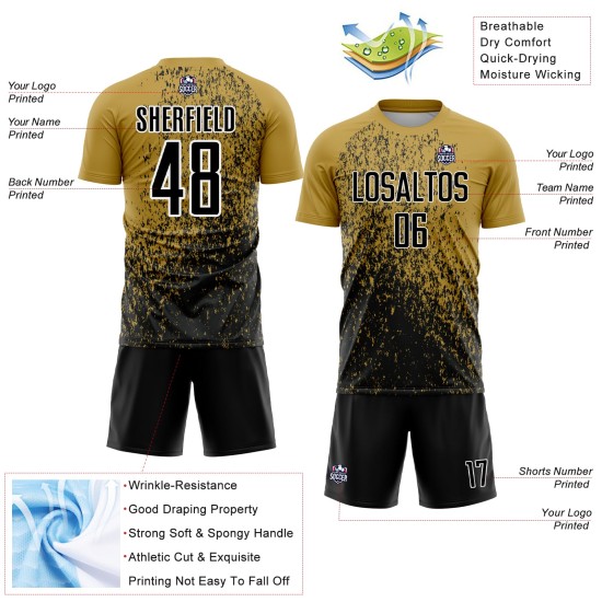 Fragment Custom Art Alte Abstrakte Jersey Schwarz-Weiß Fußball Gold Sublimation Uniform