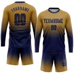 Sublimation Verblassen Lange Fußball Gold Uniform Navy Mode Jersey Hülse Alte