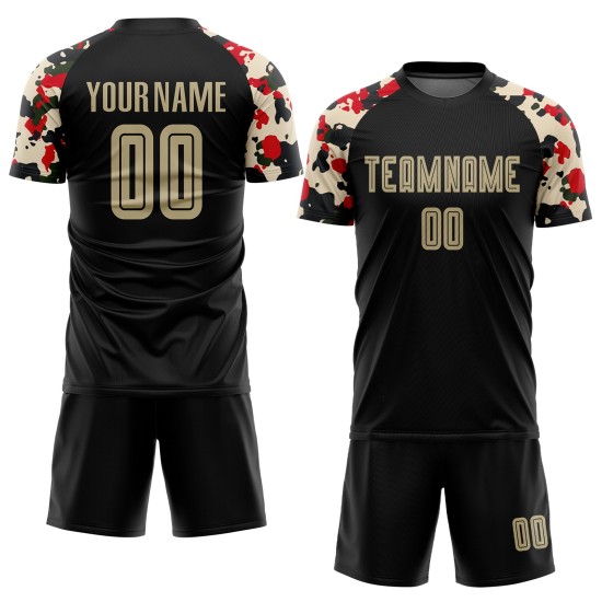 Trikot Custom Vegas Schwarz Sublimation Uniform Gold-Camo Fußball Trikot Custom Vegas Schwarz Sublimation Uniform Gold-Camo Fußball
