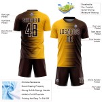 Gold-Weiß Farbverlauf Uniform Fußball Linie Custom Jersey Sublimation Braun