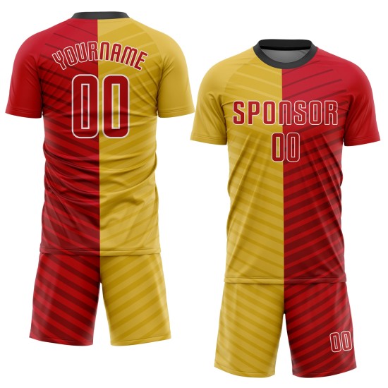 Gold Fußballuniform Rot-Weiß Trikot Sublimation Custom