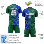 Benutzerdefinierte Thunder Scratch Fußballuniform Graffiti Grün Trikot Muster Sublimation Blau-Kelly Benutzerdefinierte Thunder Scratch Fußballuniform Graffiti Grün Trikot Muster Sublimation Blau-Kelly