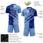 Fußball-Graffiti-Muster-Trikot Scratch Royal-Light Uniform Blau Custom Sublimation