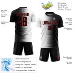 Line Fußballtrikot Sublimation Custom Schwarz Weiß-Rot Farbverlauf Uniform