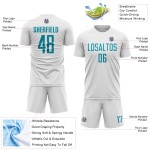 Weiß Custom Teal Sublimation Jersey Uniform Fußball Weiß Custom Teal Sublimation Jersey Uniform Fußball