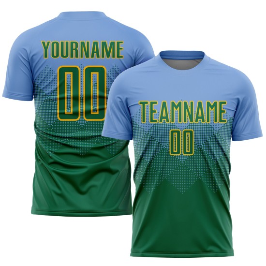 Benutzerdefinierte Uniform Blau Kelly Trikot Fußball Licht Sublimation Grün-Gold