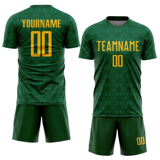 Jersey Grün Benutzerdefinierte Sublimation Geometrische Grün Fußball Gold-Kelly Formen Uniform