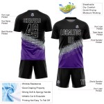 Jersey Uniform Schwarz Geometrische Fußball Form Benutzerdefinierte Gradienten Sublimation Grau-Lila Jersey Uniform Schwarz Geometrische Fußball Form Benutzerdefinierte Gradienten Sublimation Grau-Lila