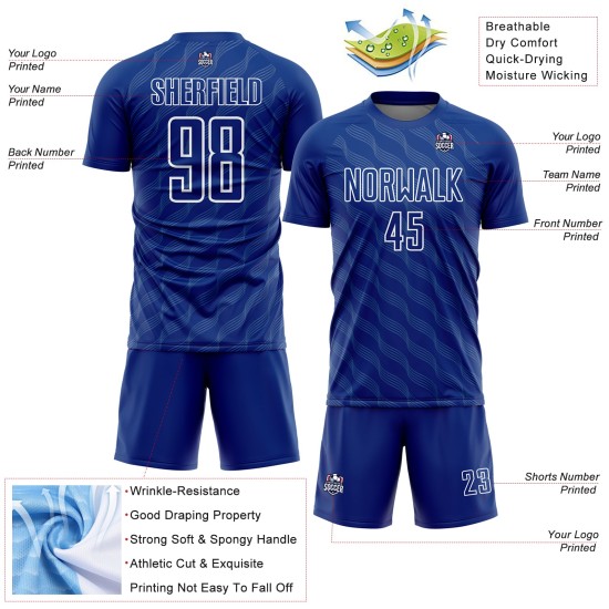Shape Waves Royal Sublimation Uniform Trikot Fußball Custom Weiß Shape Waves Royal Sublimation Uniform Trikot Fußball Custom Weiß
