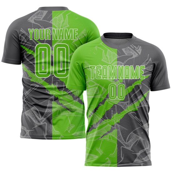 Uniform Graffiti Jersey Custom Grau Muster Aurora Sublimation Grün-Stahl Fußball Scratch Uniform Graffiti Jersey Custom Grau Muster Aurora Sublimation Grün-Stahl Fußball Scratch
