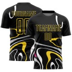 Jersey Formen Schwarz Gold Uniform Flüssigkeit Custom Fußball Sublimation Jersey Formen Schwarz Gold Uniform Flüssigkeit Custom Fußball Sublimation
