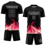 Fußballtrikot Sublimation Weiß Schwarz Flamme Uniform Custom Fußballtrikot Sublimation Weiß Schwarz Flamme Uniform Custom