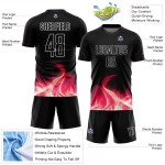 Fußballtrikot Sublimation Weiß Schwarz Flamme Uniform Custom Fußballtrikot Sublimation Weiß Schwarz Flamme Uniform Custom