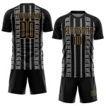 Form Alte Geometrische Custom Gold-Weiß Fußball Jersey Uniform Schwarz Sublimation Form Alte Geometrische Custom Gold-Weiß Fußball Jersey Uniform Schwarz Sublimation