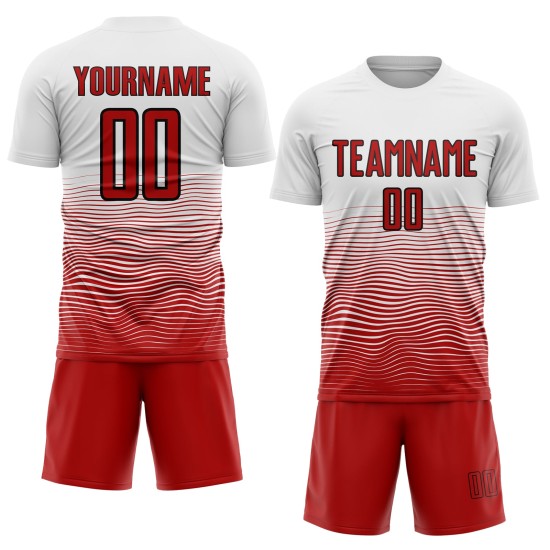 Linie Uniform Sublimation Weiß Gradienten Benutzerdefinierte Rot-Schwarz