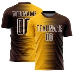 Gold-Weiß Farbverlauf Uniform Fußball Linie Custom Jersey Sublimation Braun