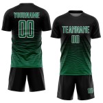 Kelly Schwarz Grün-Weiß Sublimation Linie Jersey Custom Uniform Fußball Gradienten